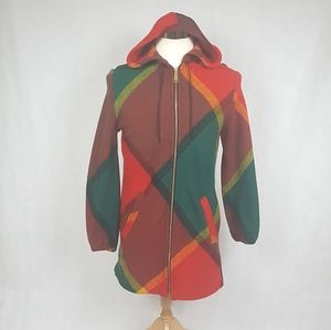 Vtg 1960's Sharpee Wool Hooded Sweater Jacket Sz S